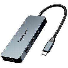 WAVLINK UHP3416 7-in-1 PD100W Lettore di schede SD/TF con ricarica 4K HD Stazione di aggancio di tipo C (grigio)