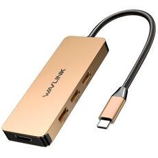 WAVLINK UHP3416 7-in-1 PD100W Lettore di schede SD/TF con ricarica 4K HD Stazione di aggancio di tipo C (oro rosa)