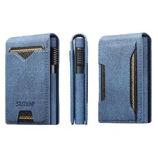 Il bottone con motivo denim Suteni fuoriesce automaticamente dalla scatola di cartone stampata impiallacciata (blu)