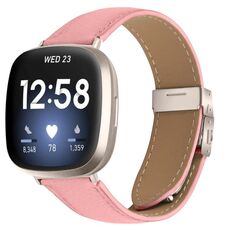 Cinturino in pelle con fibbia posteriore tartarugata Starlight per Fitbit Versa 3/4 (rosa)