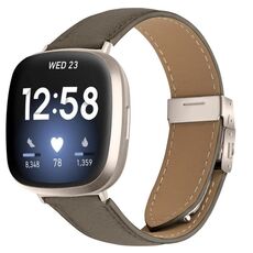Cinturino in pelle con fibbia posteriore tartarugata Starlight per Fitbit Versa 3/4 (grigio)