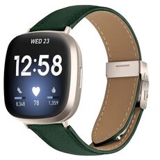 Cinturino in pelle con fibbia posteriore a tartaruga Starlight per Fitbit Versa 3/4 (verde)