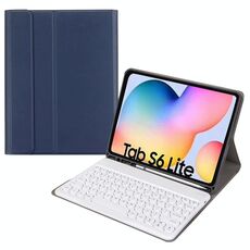 Custodia in pelle tastiera bluetooth rotonda con slot a penna per Samsung Galaxy Tab S6 Lite / S7 / A7 10.4 2020, Specifica: senza touchpad (tastiera blu scuro+bianco)