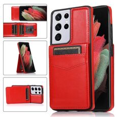 Per Samsung Galaxy S21 Ultra 5G Solid Color PC + Custodia protettiva TPU con slot per supporto e schede (rosso)