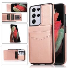 Per Samsung Galaxy S21 Ultra 5G Solid Color PC + Custodia protettiva TPU con slot per supporto e schede (oro rosa)