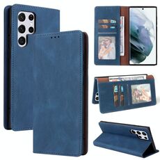 Per Samsung Galaxy S22 Ultra 5G CHIUSA SEMPRE USPENTI CHIETTURA PELLE (blu)