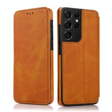 Per Samsung Galaxy S21 Ultra 5G Knight Magnetic Espit Pelle Telefono (Khaki)