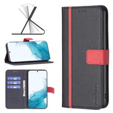 Per Samsung Galaxy S22 5G BF13 Case di telefono in pelle croce abbinata a colori (nero)