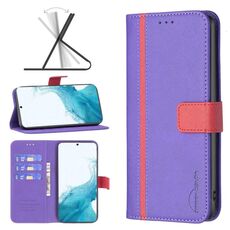 Per Samsung Galaxy S22 5G BF13 Case di telefono in pelle croce abbinata a colori (viola)