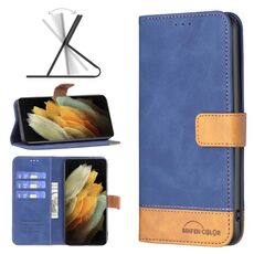 Per Samsung Galaxy S21 Ultra 5G BF11 Color Matching Skin Tenere in pelle Custodia (blu)