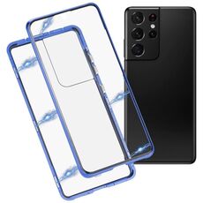 Per Samsung Galaxy S21 Ultra 5G HD Magnetic Metal Temped Glass Case (blu)
