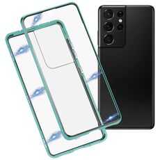 Per Samsung Galaxy S21 Ultra 5G HD Magnetic Metal Temped Glass Case (verde)