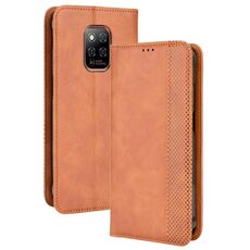 Per Ulefone Power Armatura 14/4 Pro Magnetic Fibbia Magnetica Texture Retro Pelle Telefono (Brown)
