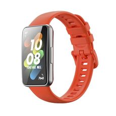 Per Huawei Band 7 / Honor Band 7 Pure Color Silicone Watch Band (Orange Red)