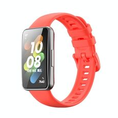 Per Huawei Band 7 / Honor Band 7 Pure Color Silicone Watch Band (Red)