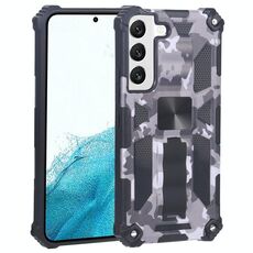 Per Samsung Galaxy S22 5G CAMOUFFAGE Armor Kickstand TPU + PC Magnetic Telefono (Grigio)