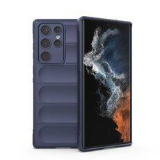 Per Samsung Galaxy S22 Ultra 5G Magic Shield TPU + Flanel Phone Case (blu scuro)