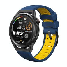 Per Huawei Watch GT Runner Trapezoidal Trapezoidal Silicone Watch Band (Midnight Blue Yellow)