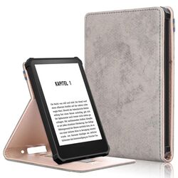 Per Amazon Kindle 11th Gen 2022 6.0 pollici Marmo Tessuto Texture Tablet Smart Case (Grigio Scuro)