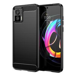 Per Motorola Moto Edge 30 Lite Custodia per cellulare TPU in fibra di carbonio con trama spazzolata (nero)