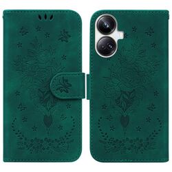 Per Realme 10 Pro+ Custodia in pelle goffrata farfalla rosa (verde)