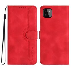 Custodia in pelle per Samsung Galaxy A22 5G con motivo a cuore (rosso)