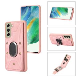 Per Samsung Galaxy S21+ 5G Armor Ring Wallet Cover posteriore Custodia per telefono (rosa)