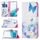 Per Samsung Galaxy S22 5G modello di disegno colorato modello orizzontale flip custodia in pelle con supporto e carte slot e portafoglio (farfalla amore)