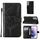 Per Samsung Galaxy S22 5G Custodia in pelle con farfalla in rilievo con supporto e carta Slot & Portafoglio e cordino (nero)