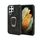 Cassa del telefono PU Supporto per Samsung Galaxy S22 Ultra 5G (nero)