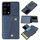 Custodia protettiva magnetica antiurto in PU + TPU con doppia fibbia per Samsung Galaxy S21 Ultra 5G con slot per scheda e supporto (blu)
