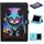 Per tablet universale da 8 pollici Custodia in pelle a ribaltamento orizzontale con cuciture colorate da disegno con supporto e slot per schede e striscia antiscivolo (gatto notturno)