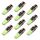 10 pezzi T10 DC12V / 1W Auto Lampada da calibro auto perline perline (luce verde)