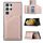 Per Samsung Galaxy S22 Ultra 5G Skin Feel PU + TPU + Cassa del telefono PC con slot per schede (oro rosa)