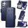 Per Samsung Galaxy S22 Ultra 5G custodia in pelle griglia in pelle flip (blu)