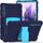 Per Samsung Galaxy Tab S7 + / TAB S7 FE / TAB S8 + Telaio schermo di protezione a 3 strati + PC + Cassa combinata in silicone con supporto (navyblue + blu) Per Samsung Galaxy Tab S7 + / TAB S7 FE / TAB S8 + Telaio schermo di protezione a 3 strati + PC + Cassa combinata in silicone con supporto (navyblue + blu)