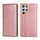 Per Samaung Galaxy S22 Ultra 5G Color Pure Color Magnetic Horizontal Custodia in pelle con supporto e carta Slot & Portafoglio (oro rosa)