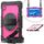 Per Lenovo Tab M10 HD TB-X306X Antifondo antiurto Silicone + Caso protettivo per tablet protettivo con supporto e tracolla e cinturino a mano (rosso rosa nero)