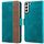 Per Samsung Galaxy S22 + 5G cuciture custodia fianco-magnetica in pelle rfid (verde scuro) Per Samsung Galaxy S22 + 5G cuciture custodia fianco-magnetica in pelle rfid (verde scuro)