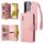 Per Samsung Galaxy S22+ Cannome di fibbia Rivet 9 Custode in pelle a tre volte (oro rosa) Per Samsung Galaxy S22+ Cannome di fibbia Rivet 9 Custode in pelle a tre volte (oro rosa)