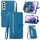 Per Samsung Galaxy S22+ 5G Telefono in pelle shock flori in rilievo (blu)