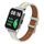Per Xiaomi Mi Watch Lite / Redmi Watch Custodia in metallo in vera pelle Cinturino integrato (bianco caldo + custodia argento)