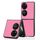 Per Huawei P50 Pocket Plain Skin Litchi Texture Phone Case (rosa)