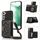 Per Samsung Galaxy S22+ custodia tripla in pelle RFID con cordino (nero)