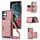 Per Samsung Galaxy S22 Ultra custodia in pelle RFID a tre pieghe con cordino (oro rosa) Per Samsung Galaxy S22 Ultra custodia in pelle RFID a tre pieghe con cordino (oro rosa)