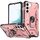 Custodia per telefono con supporto ad anello per Samsung Galaxy S22 Ultra 5G (oro rosa) Custodia per telefono con supporto ad anello per Samsung Galaxy S22 Ultra 5G (oro rosa)