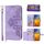 Per Samsung Galaxy S23+ Custodia a portafoglio in pelle con fiori in rilievo (viola)