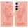 Per Samsung Galaxy S23 5G Custodia in pelle goffrata farfalla rosa (rosa)