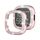 Per Fitbit Versa 4 Cassa dell'orologio scavata con galvanica in tinta unita a doppia fila di diamanti (rosa) Per Fitbit Versa 4 Cassa dell'orologio scavata con galvanica in tinta unita a doppia fila di diamanti (rosa)