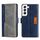 Per Samsung Galaxy S23 + 5G Custodia per telefono in pelle con fibbia laterale a contrasto di colore (blu + grigio) Per Samsung Galaxy S23 + 5G Custodia per telefono in pelle con fibbia laterale a contrasto di colore (blu + grigio)